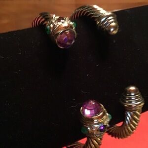 Elegant Purple &  Green Gemstone Fashion Cable Bracelets Bundle # 1